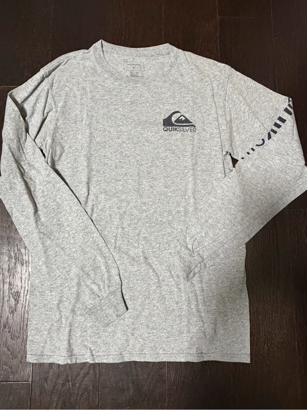 Quiksilver Men's Heather Gray Long Sleeve Logo Tee